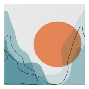 Abstract mountain range landscape, flat scenery ba faux canvas print