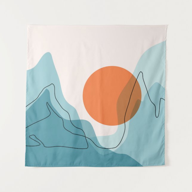 Abstract mountain range landscape, flat scenery ba tapestry (Front)