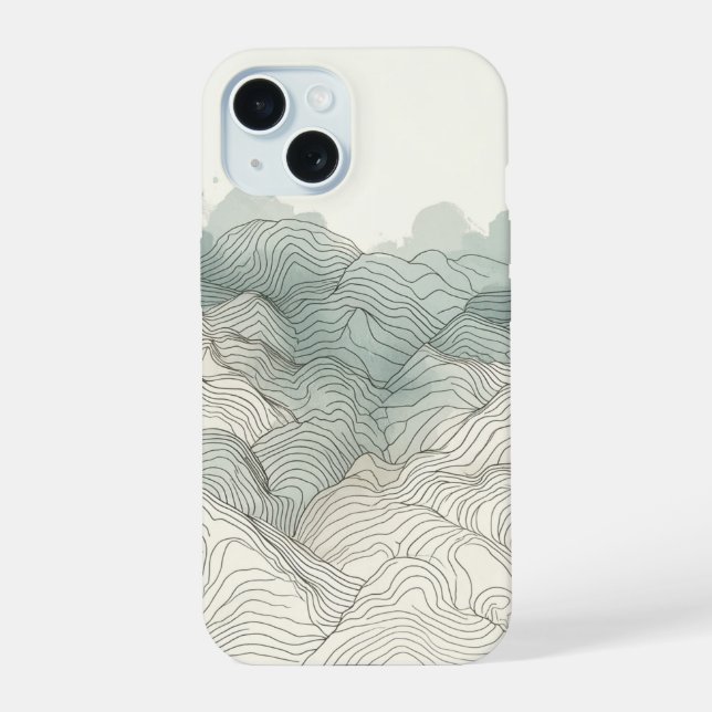 Abstract Mountain Range Terrain Elevation Peaks iPhone 15 Case (Back)