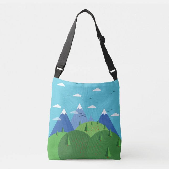 Abstract Mountain Scene Nature Lover Crossbody Bag (Front)