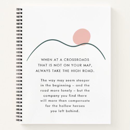 Abstract Mountain Sun Take the High Road Quote Notebook