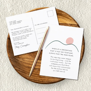 Abstract Mountain Sun Take the High Road Quote Postcard