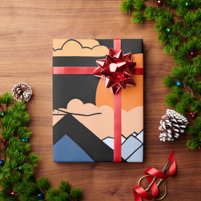 Abstract Mountain Sunset Geometric Gift  Wrapping Paper (Holiday Gift)