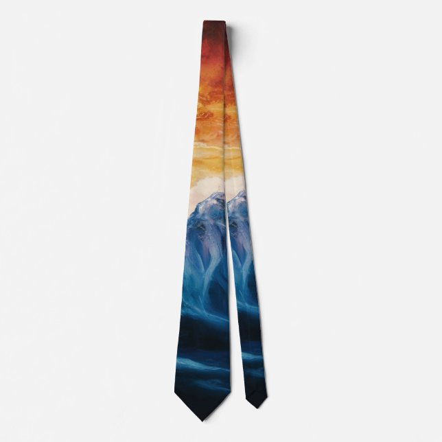 Abstract mountain sunset neck tie (Front)