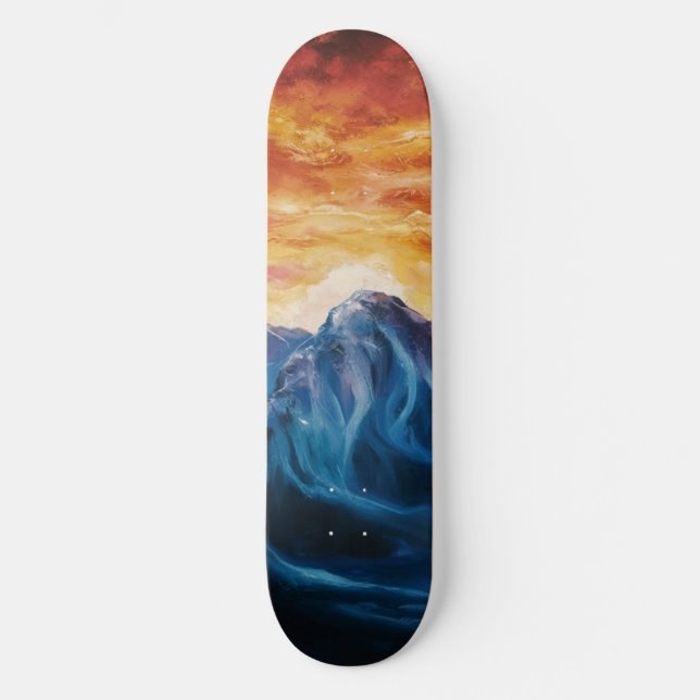 Abstract mountain sunset skateboard (Front)