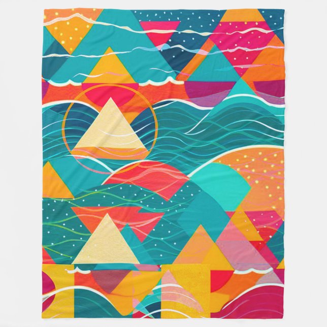 Abstract Mountains and River Fleece Blanket (Front)