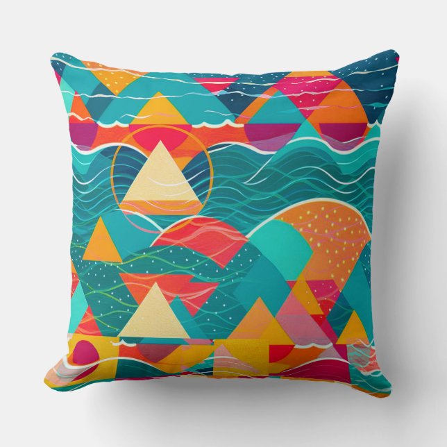Abstract Mountains and River Throw Pillow (Front)