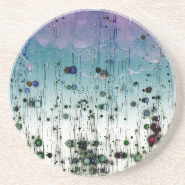 Abstract Mountains Aqua Purple and Black Coaster (Front)