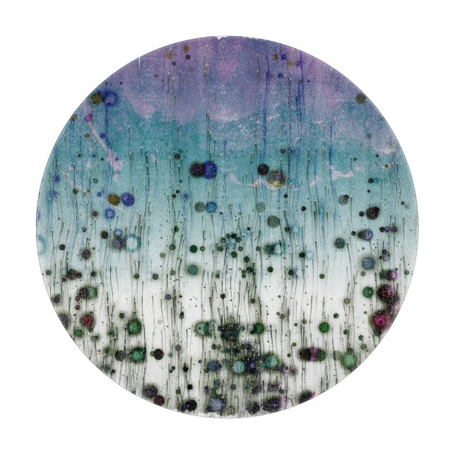 Abstract Mountains Aqua Purple & Black Cutting Board (Front)