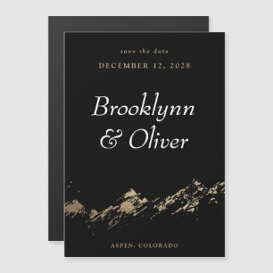 Abstract Mountains Dark Green Save the Date Magnet