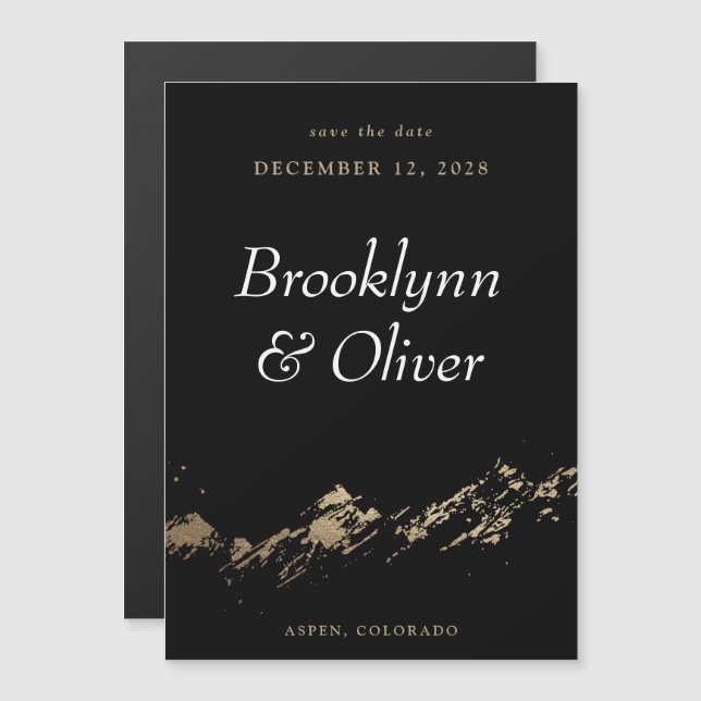 Abstract Mountains Dark Green Save the Date Magnet (Front/Back)