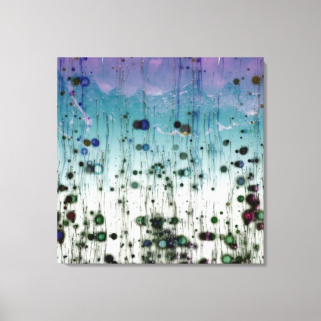 Abstract Mountains & Dots Aqua Purple & Black Canvas Print (Front)