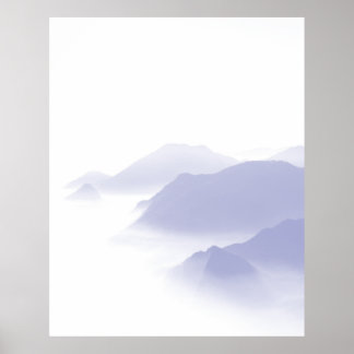 Abstract Mountains Landscape Art Periwinkle White Poster