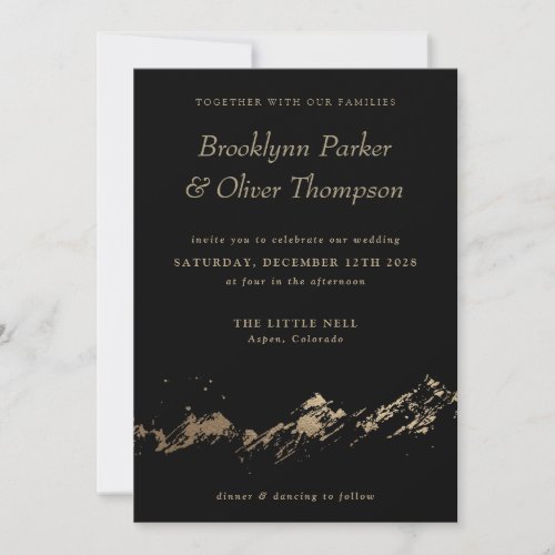 Abstract Mountains Minimal Black Wedding Invite