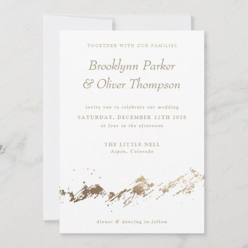Abstract Mountains Minimal White Wedding Invite