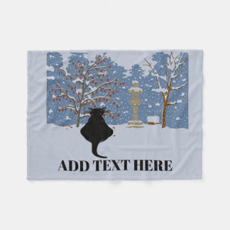 Abstract  Mountains with snow & Cat Fleece Blanket