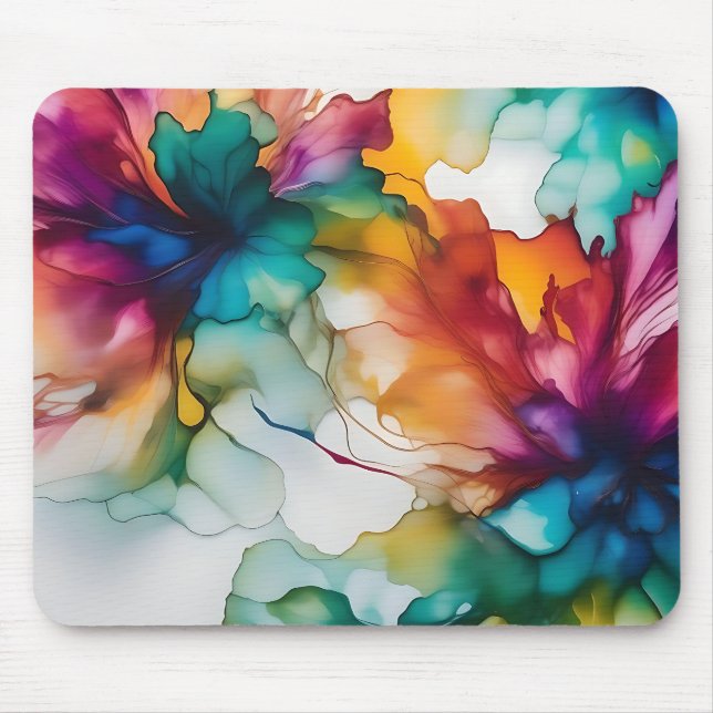 Abstract Movement Vibrant Alcohol Ink Mouse Pad (Front)
