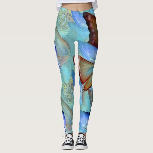 Abstract Moving Butterflies Leggings (Front)