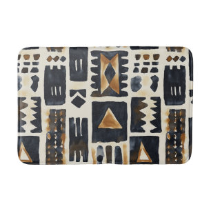 Abstract Mud Cloth Pattern Bath Mat