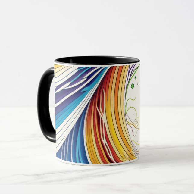 Abstract Mug With Wavy Lines (Front Left)