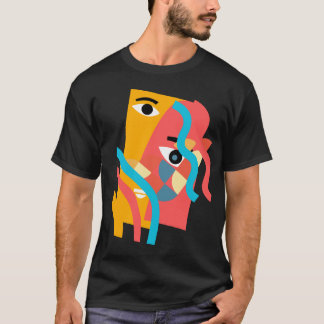Abstract Multi Color Face Art T-Shirt