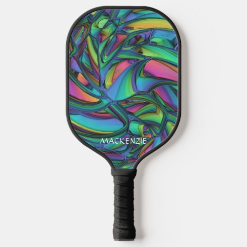 Abstract Multi Color Personalized Pickleball Paddle