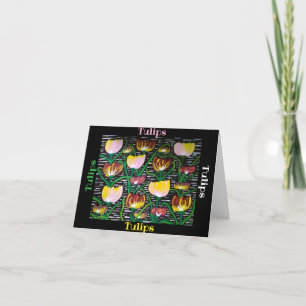 Abstract Multi-Color Tulips Blank Greeting Card
