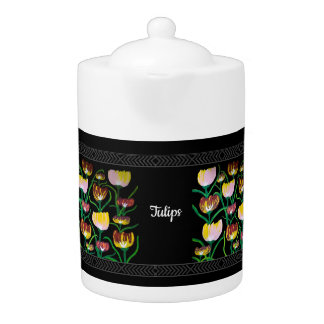Abstract Multi-Color Tulips Teapot