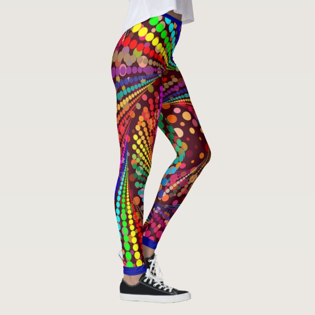 Abstract Multi-Color w/ Blue Fashion  Leggings (Right)