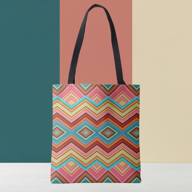 Abstract Multi-Color Zig Zag Stripes Tote (Creator Uploaded)