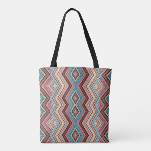 Abstract Multi-Color Zig Zag Stripes Tote Bag