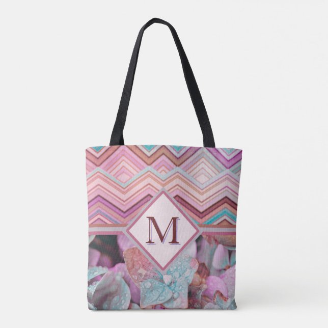 Abstract Multi-Color Zig Zag Stripes Tote Bag (Back)