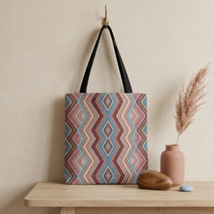 Abstract Multi-Color Zig Zag Stripes Tote Bag