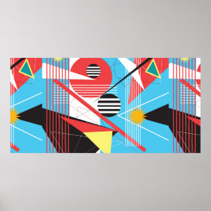 Abstract multi-colored background of geometric obj poster
