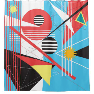 Abstract multi-colored background of geometric obj shower curtain