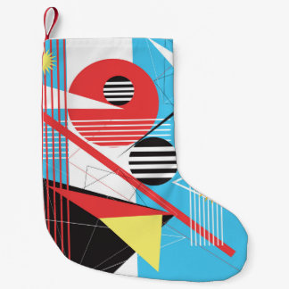 Abstract multi-colored background of geometric obj small christmas stocking