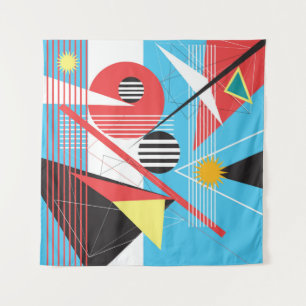 Abstract multi-colored background of geometric obj tapestry