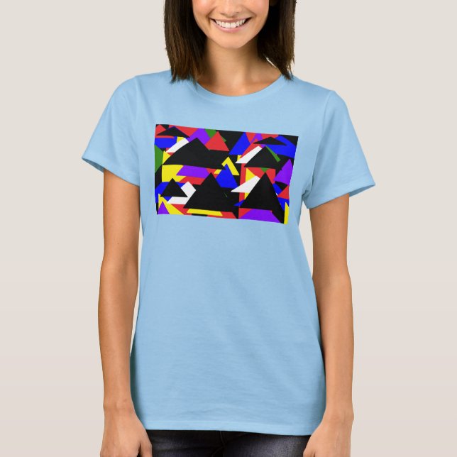 Abstract Multi-Colored Basic Tank Top  (Blue) (Front)