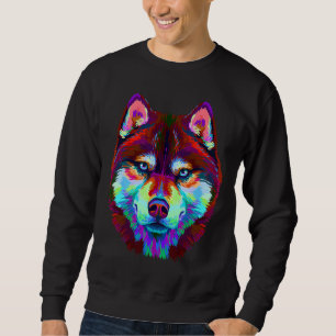 Abstract Multi Colored Portrait Of Siberian Husky Sweatshirt