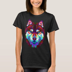 Abstract Multi Colored Portrait of Siberian Husky T-Shirt