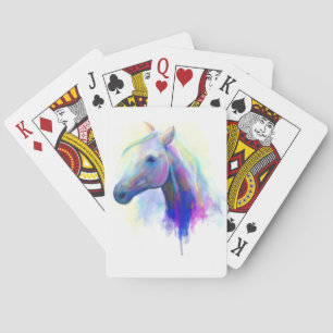 Abstract multi-coloured head horse . poker cards