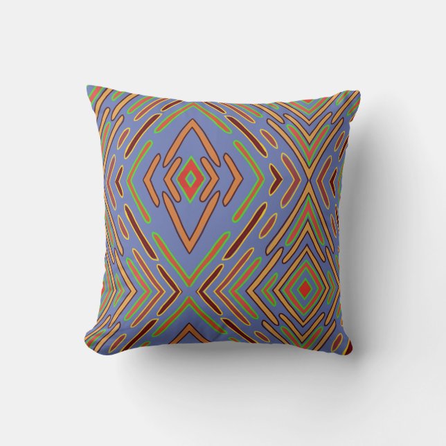 Abstract Multicolor Blue Pattern Throw Pillow (Front)