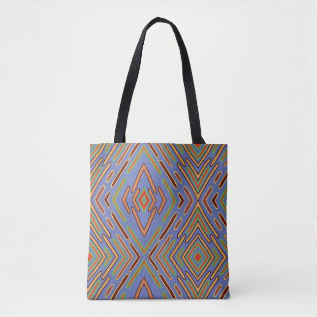Abstract Multicolor Blue Pattern Tote Bag (Front)