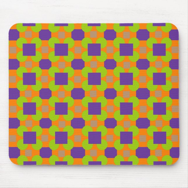 Abstract Multicolor Checkered Pattern with Circles Mouse Pad (Front)