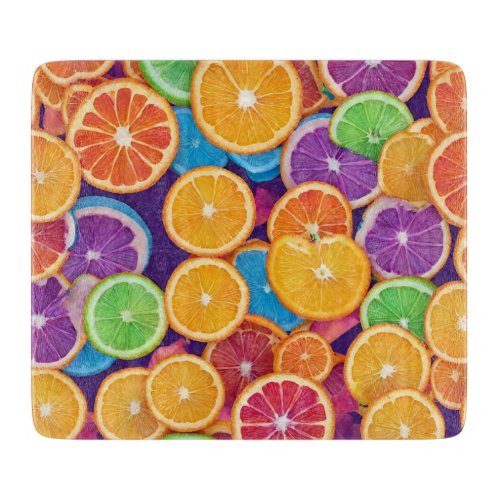 Abstract Multicolor Citrus Slices  Cutting Board