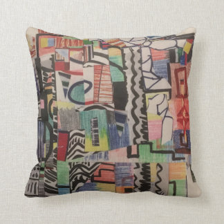Abstract multicolor collage throw pillow