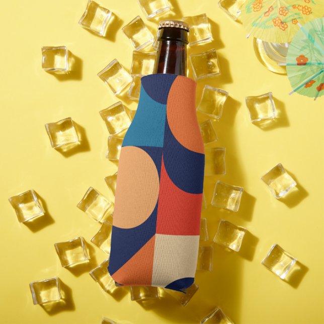 Abstract Multicolor Geometric Shapes Pattern Bottle Cooler (In Situ Summer)