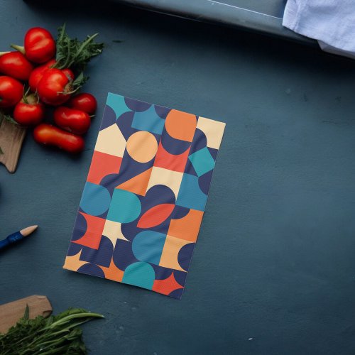 Abstract Multicolor Geometric Shapes Pattern Kitchen Towel