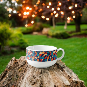 Abstract Multicolor Geometric Shapes Pattern Soup Mug