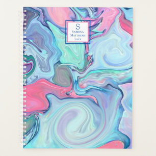 Abstract Multicolor Paint Swirl Planner